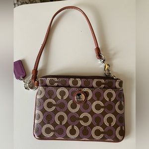 Coach small wristlet coated leather